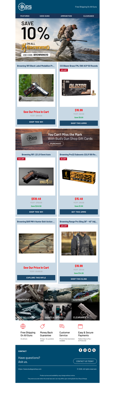 Browning Sale: Save 10% Now