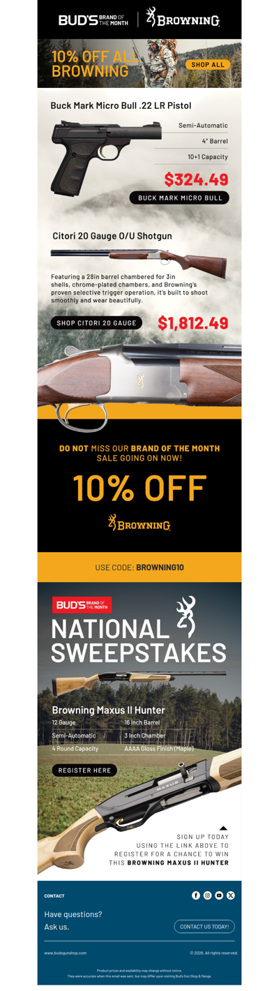 Limited Time: All Browning 10% Off