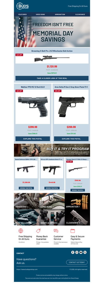 Memorial Day Savings on Premium Firearms