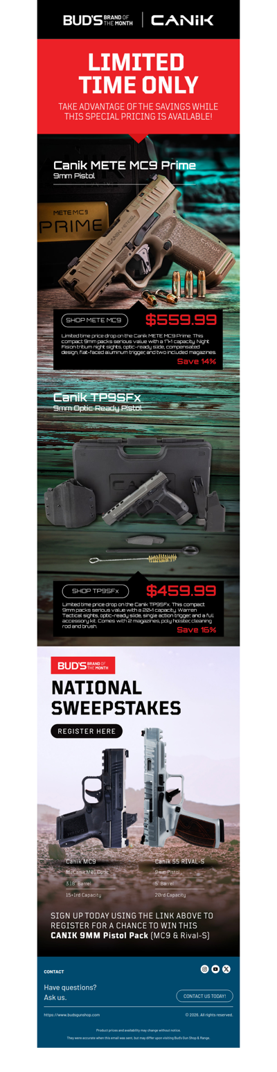 Canik Specialty Pricing Ends Today