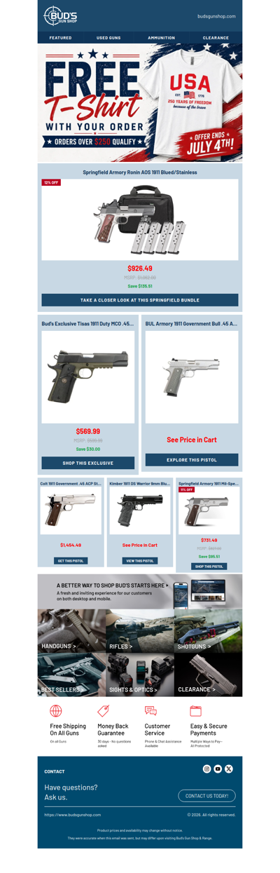 America’s Handgun. Free Patriotic Tee.