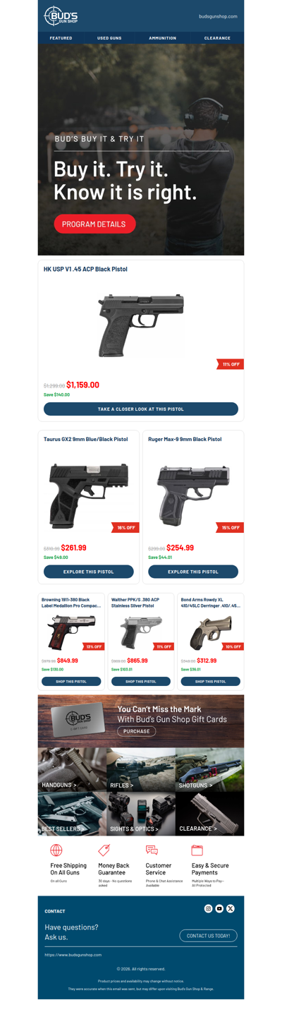 Try Your Next Handgun for 30 Days