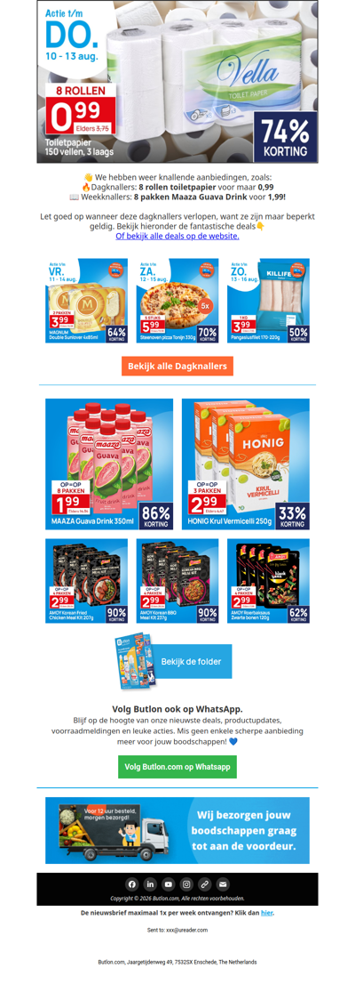 8 Rollen toiletpapier voor maar 0,99! T/m Donderdag