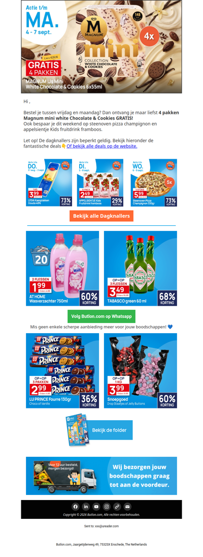 GRATIS: 4 pakken Magnum bij je bestelling 📣