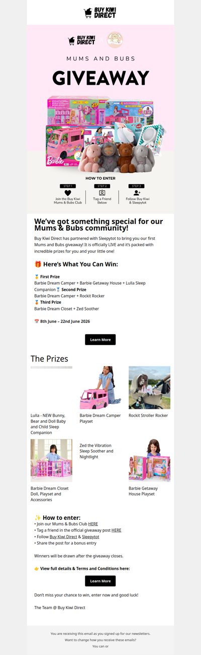 You could win one of 3 prize packs!