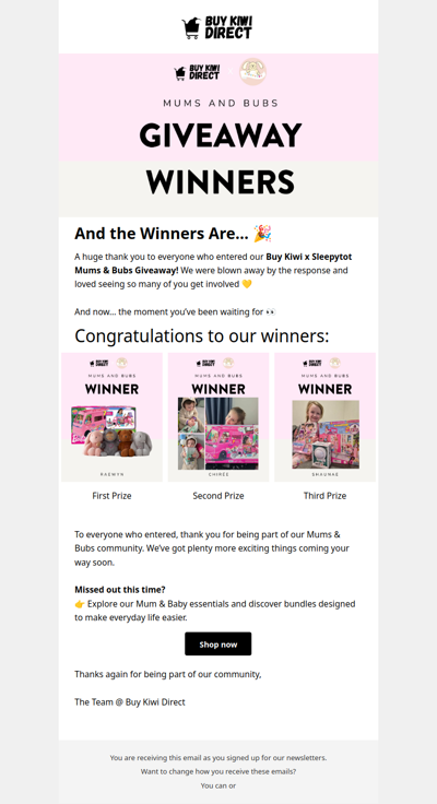 Meet our 3 lucky winners