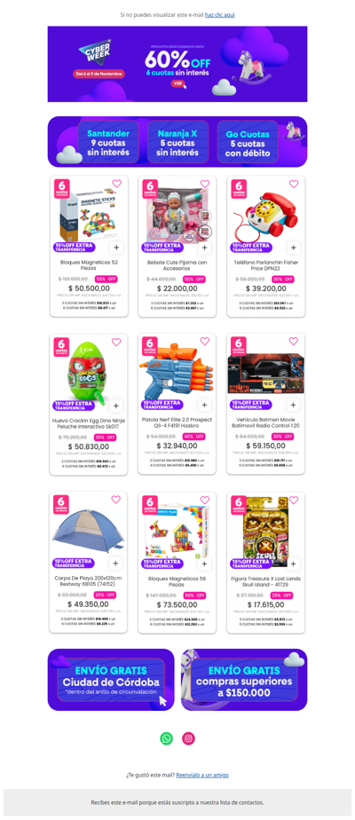 Últimas horitas!💥 Cyber Week 🧸 HASTA 60%OFF y 6CSI