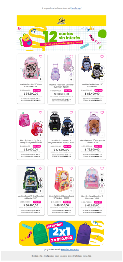 Hasta 40%OFF +12 Cuotas Sin Interés en Mochilas 📚🍏