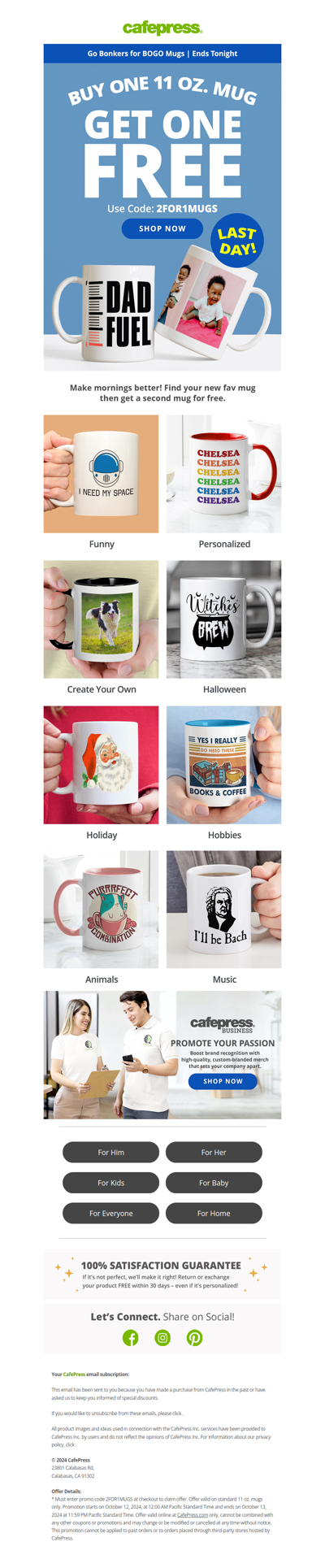 Last Day for BOGO Mugs!