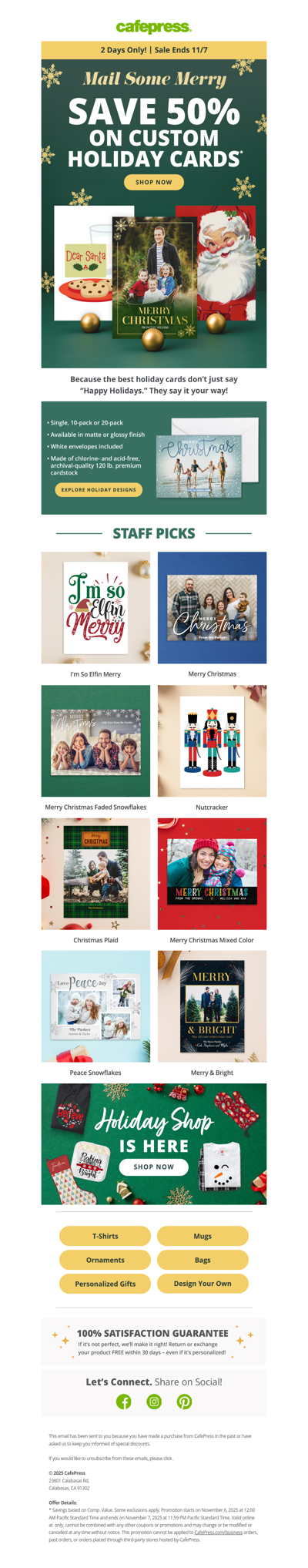 Save 50% on Custom Holiday Cards