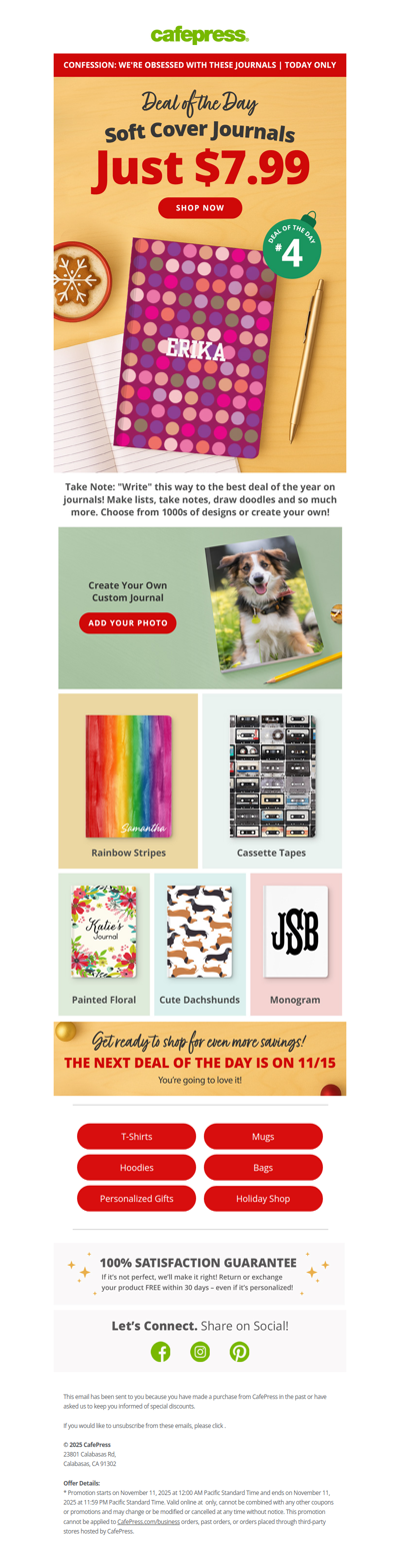 $7.99 Journals! 1 Day Only.