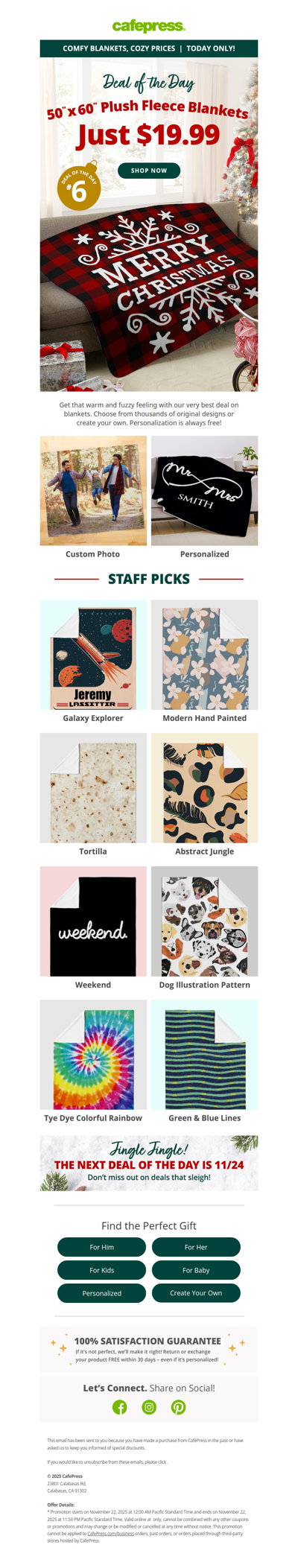 Plush Fleece Blankets Just $19.99! Today Only.