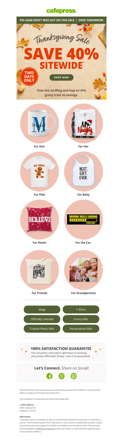 Thanksgiving Sale is ON: Save 40% Sitewide!