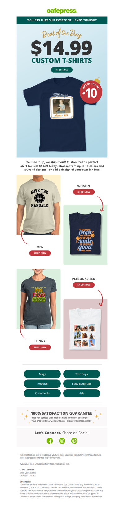 Custom T-Shirts Just $14.99! Today Only.