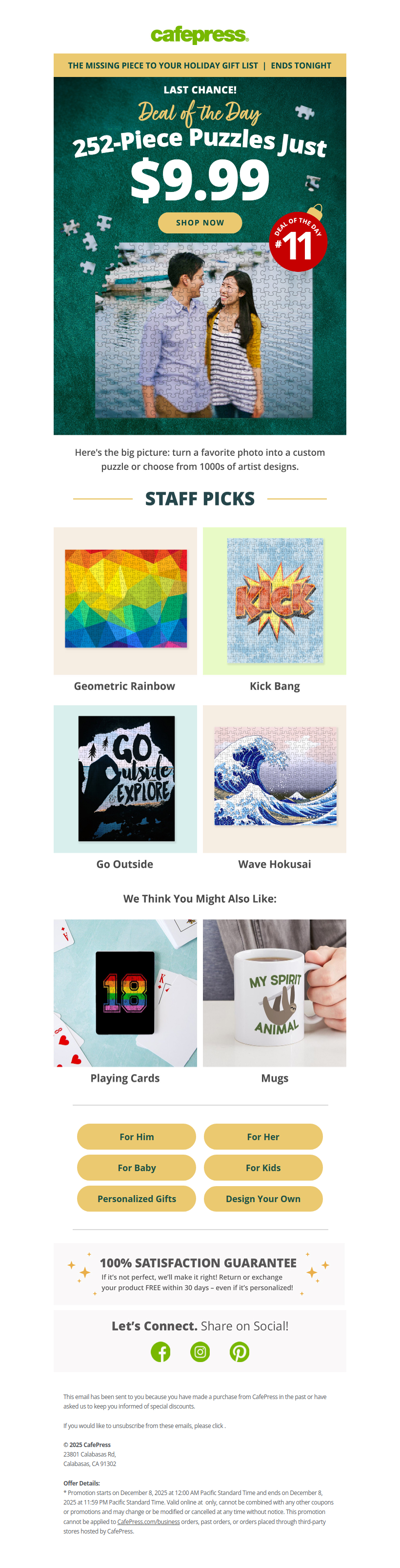 Don't Miss $9.99 Custom Puzzles - Final Hours!