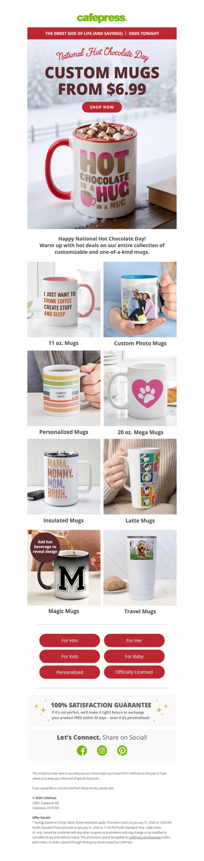 $6.99 Mugs! ☕ It's National Hot Chocolate Day