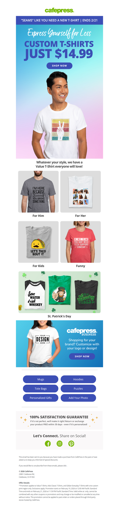 Custom T-Shirts Just $14.99!