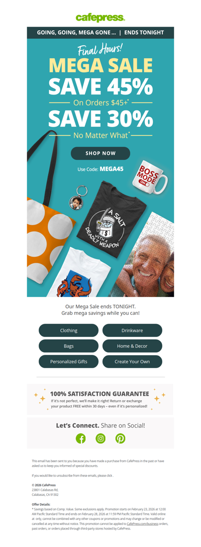 Last Day for 45% Savings!