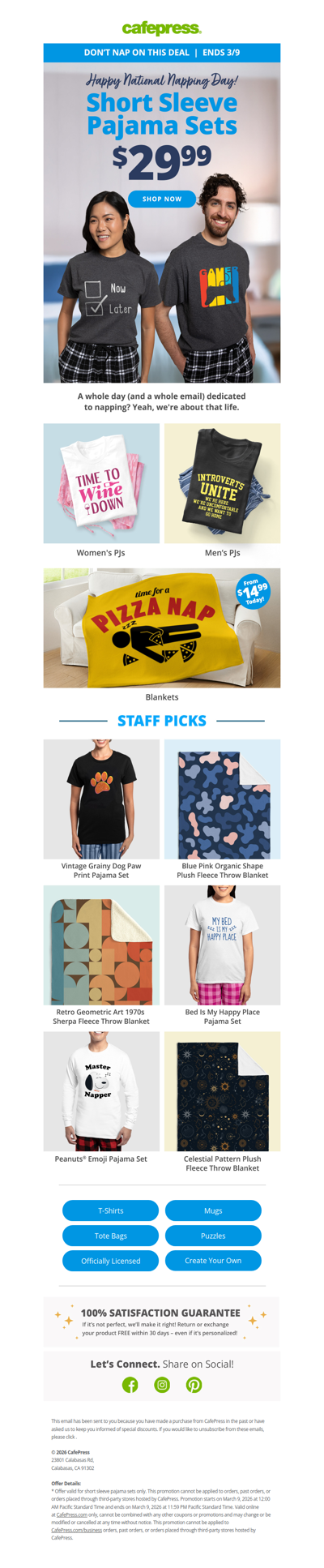 Today Only: $29.99 PJ Sets + $14.99 Blankets!