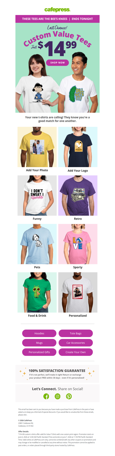 Final Hours! $14.99 T-Shirts.