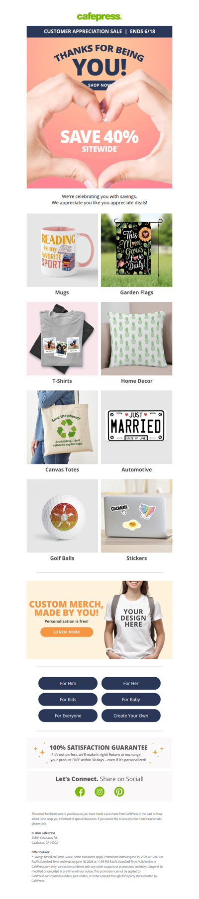 Save 40%! A Little Thank You, from Us to You.