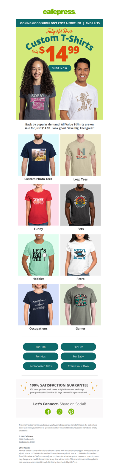 $14.99 Custom Tees!