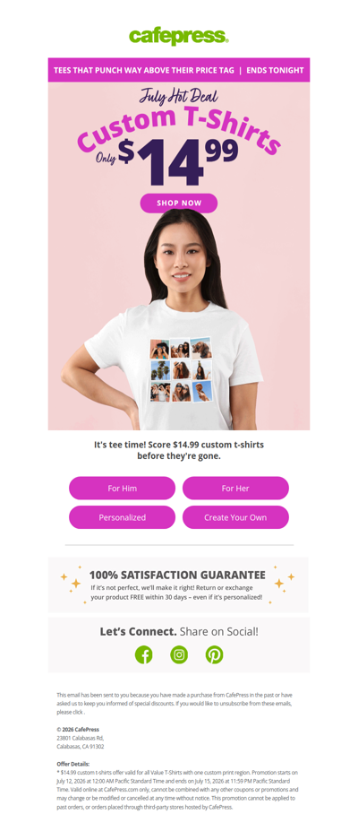 Final Hours! $14.99 T-Shirts.