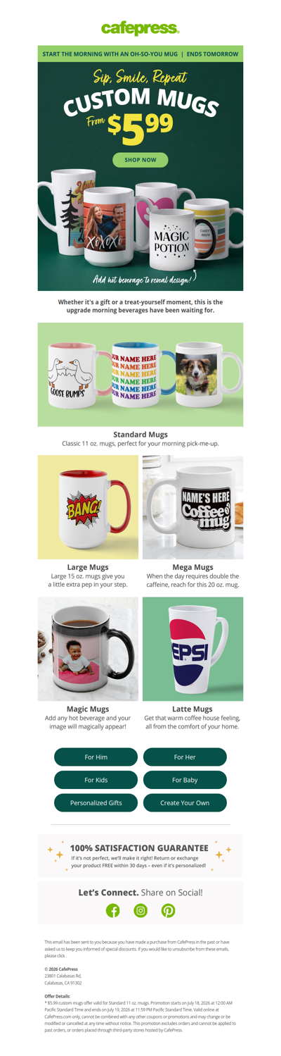 One-of-a-Kind Mugs from $5.99