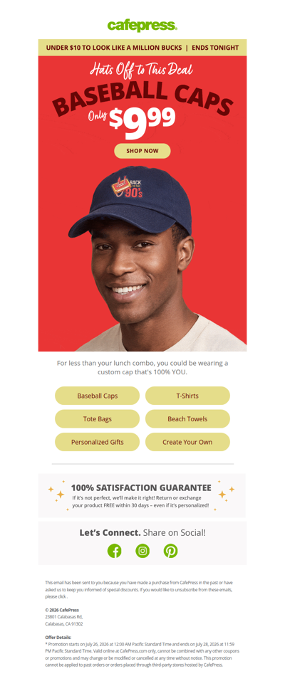 Last Day for $9.99 Baseball Caps!