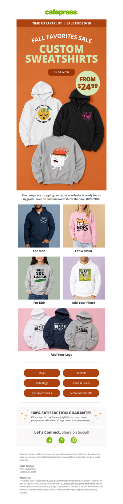 Custom Sweatshirts from $24.99! Limited Time Only.