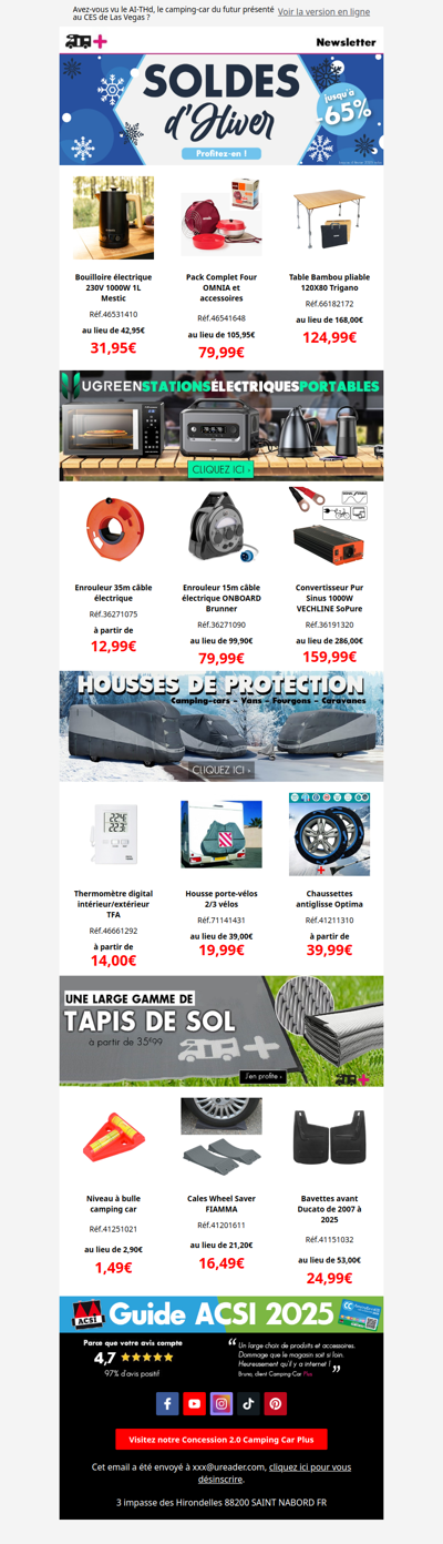 ☃️❄️ Soldes: Économisez sur les articles d'hiver pour votre camping-car ⛺️🚐