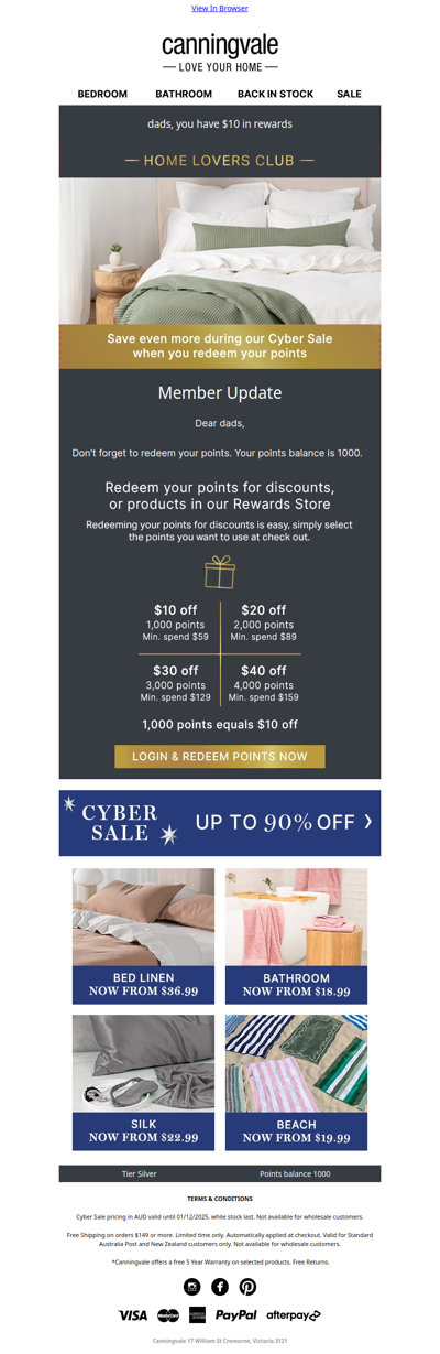 Save up to an extra $40 off our Cyber Sale when you redeem your points