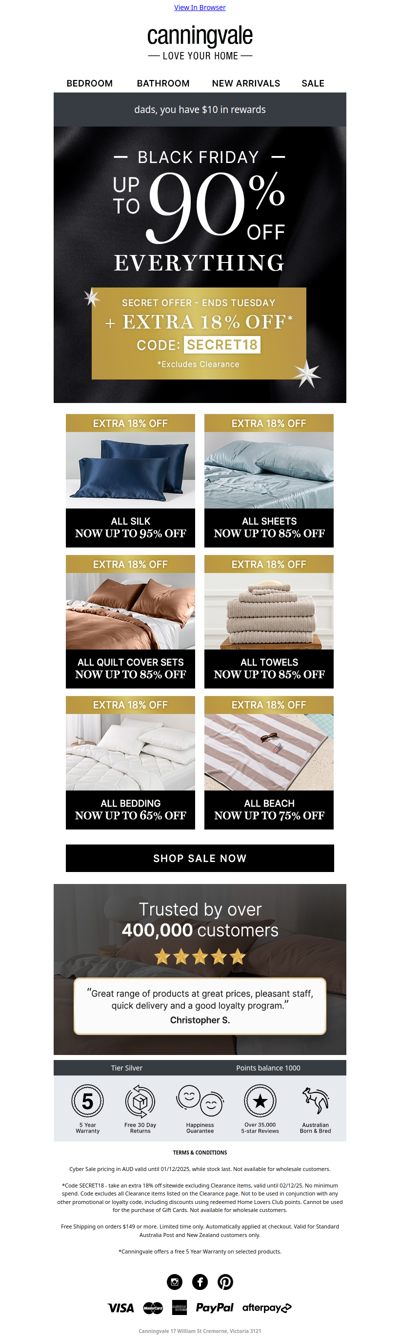 Black Friday starts now - take an extra 18% off our Cyber Sale