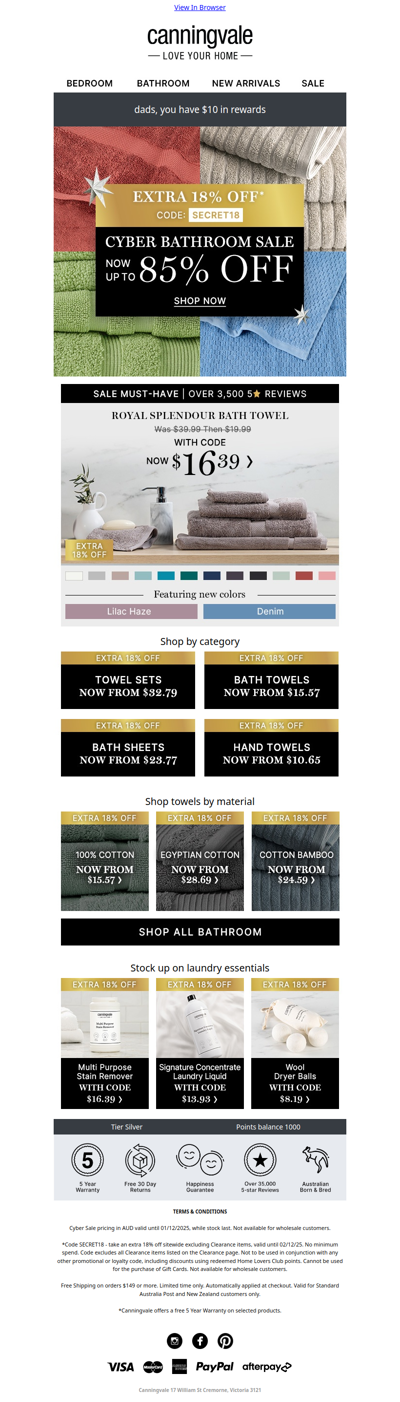 Now up to 85% off bathroom essentials with secret code