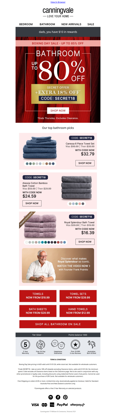 Bathroom Sale now up to 80% off + extra 18% off the Sale