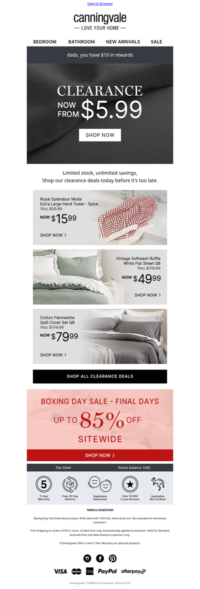 Clearance deals now from $5.99