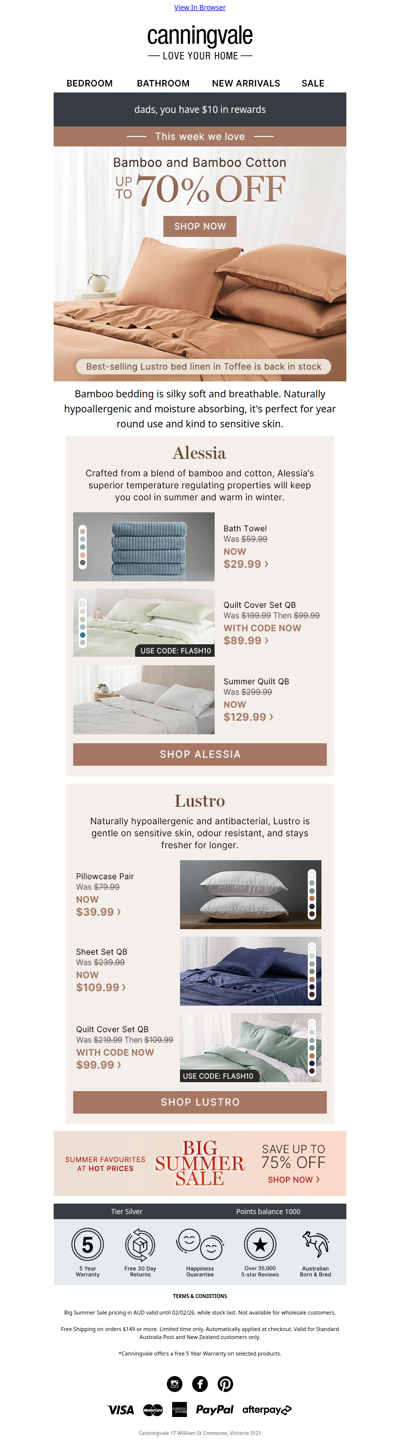 Experience bamboo bliss: up to 70% off towels, bed linen and more