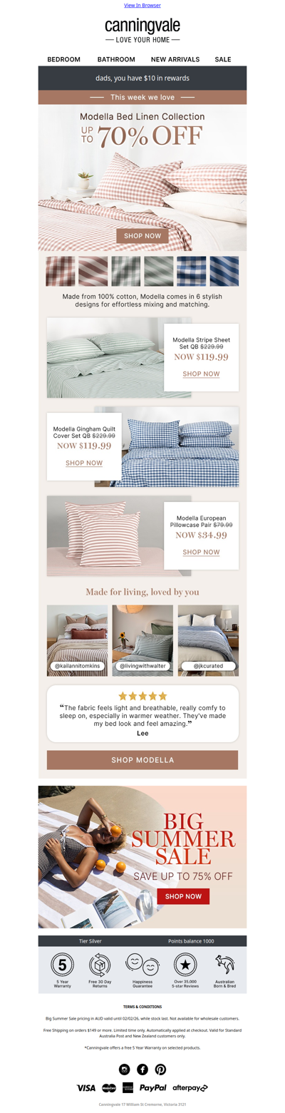 Modella bed linen up to 70% off