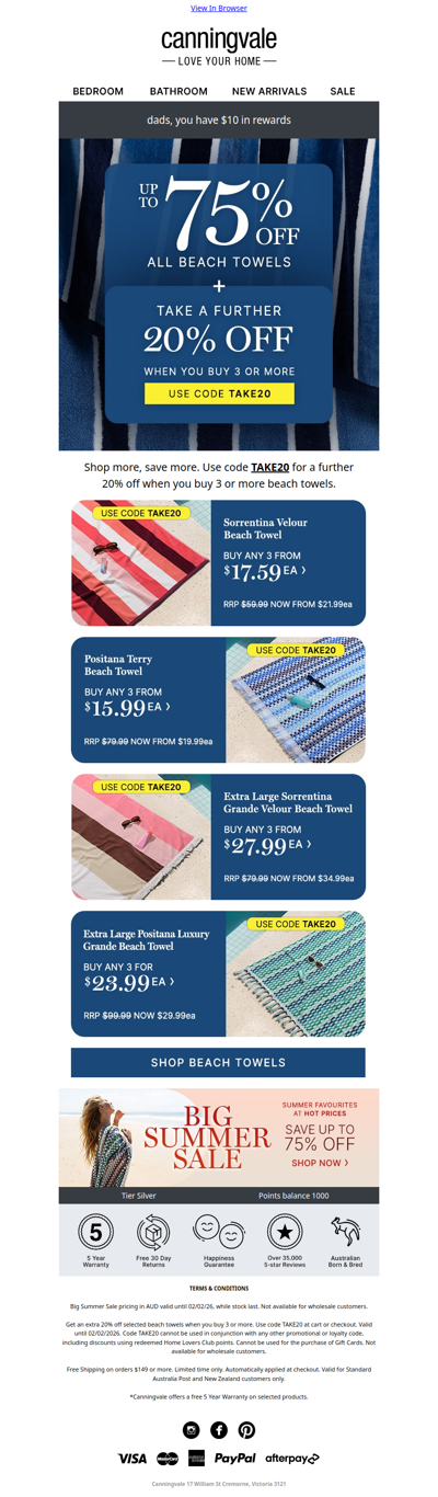 Up to 75% off beach towels 🏖️