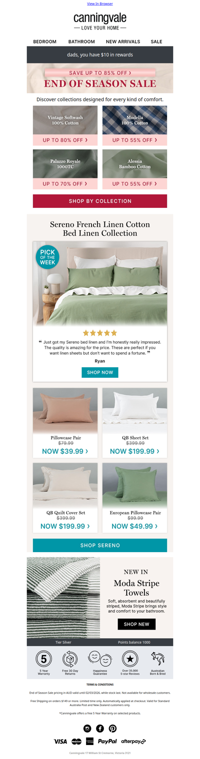 Up to 80% off our bed linen collections