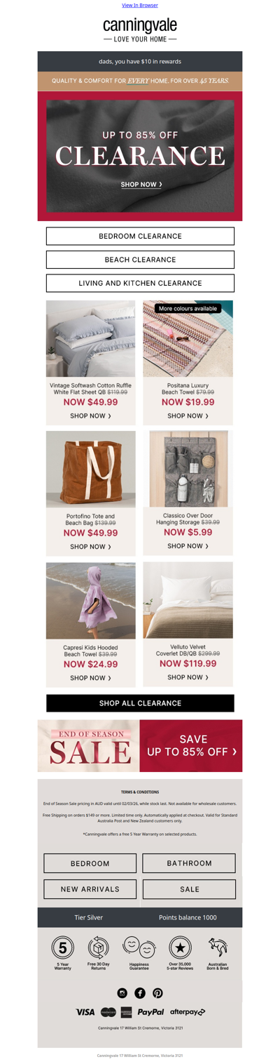 Clearance now up to 85% off