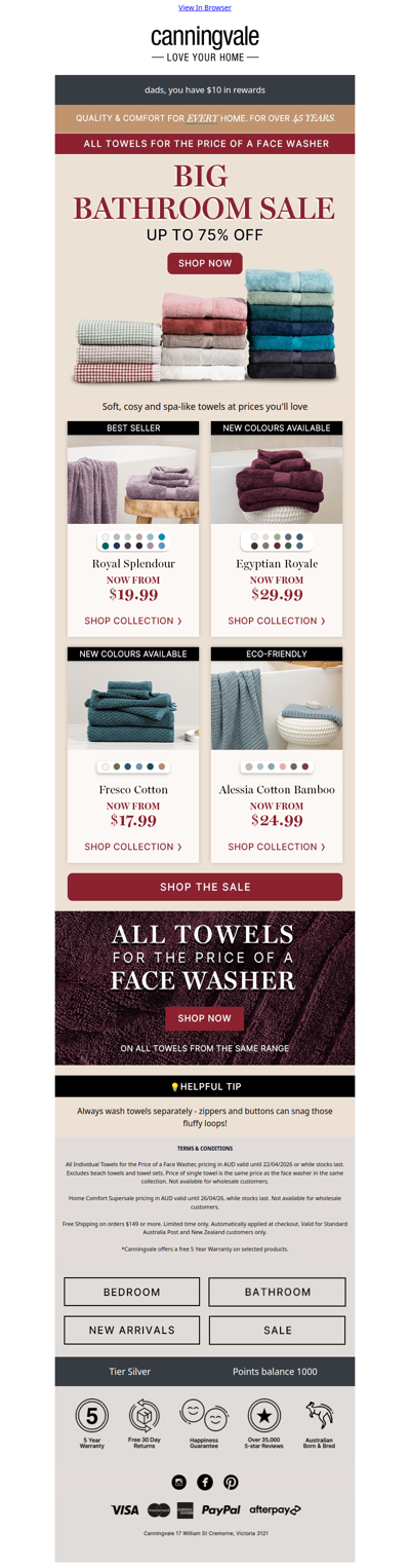 A smart towel tip + Up to 75% off bathroom sale