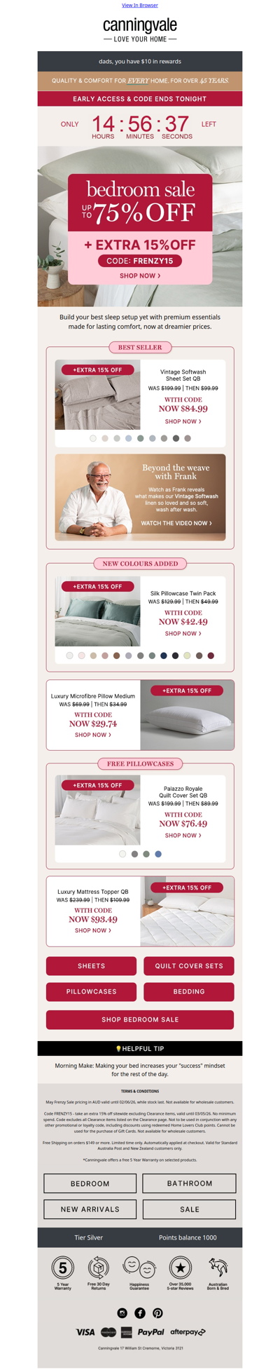 Bedroom Sale: Make your bed, set your day ☀️