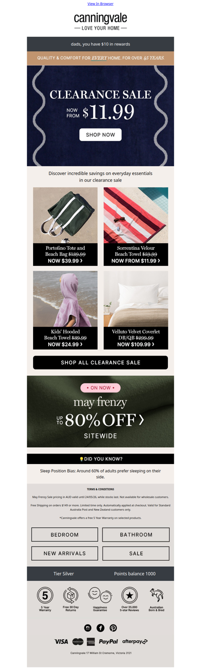Clearance now from $11.99 + May Frenzy continues