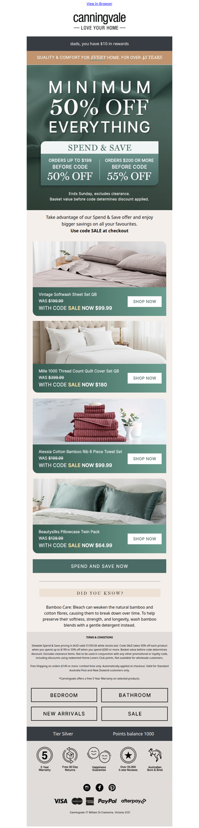 Minimum 50% off everything + Discover the secret to longer lasting bamboo
