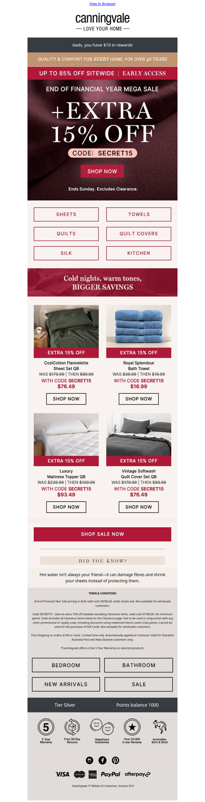🤫 Secret offer: Extra 15% off + sheet care tip worth knowing