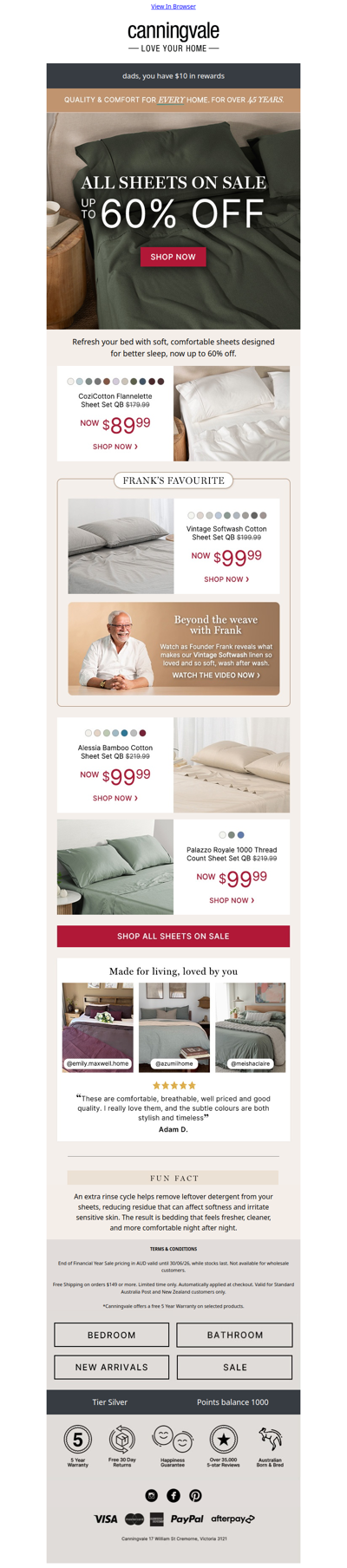 All sheets on sale up to 60% off plus a little laundry tip inside