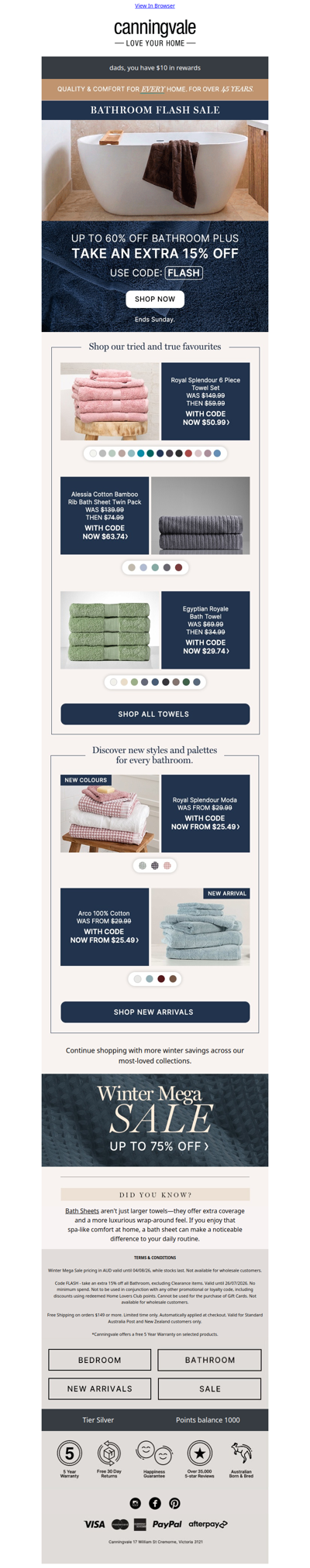 Bathroom Flash Sale: Extra 15% off + are bath sheets worth it?