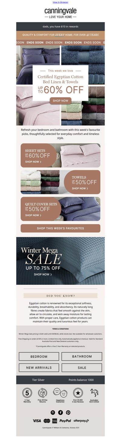 Up to 60% off ends soon and the secret behind Egyptian Cotton