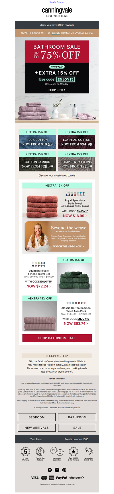 🛁 Bathroom Sale with an EXTRA 15% Off